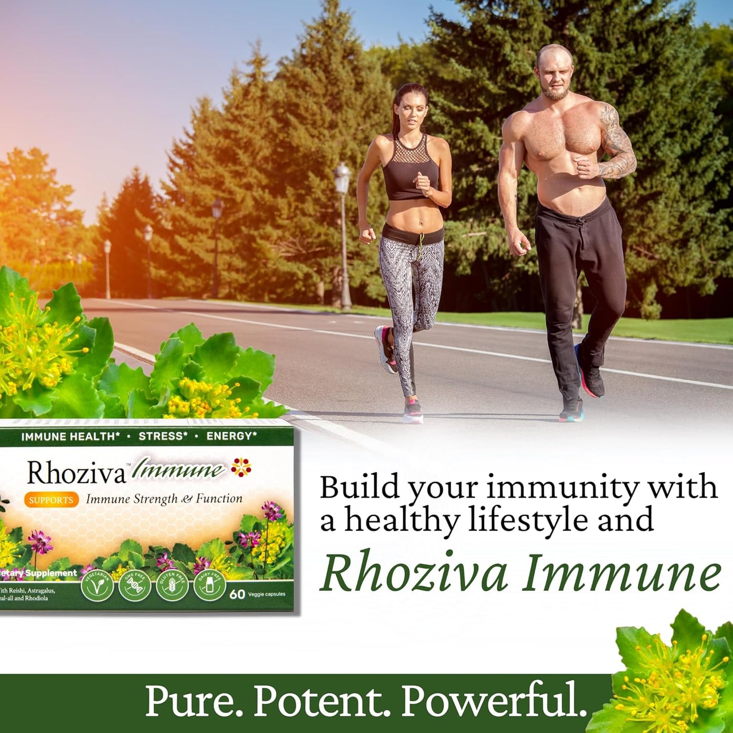 Rhoziva Immune Support and Energy Booster Supplement with Vitamin C, D3, and Zinc - Rhodiola Rosea, Reishi Mushroom, Astragalus - 60 Capsules - BoostGo Australia