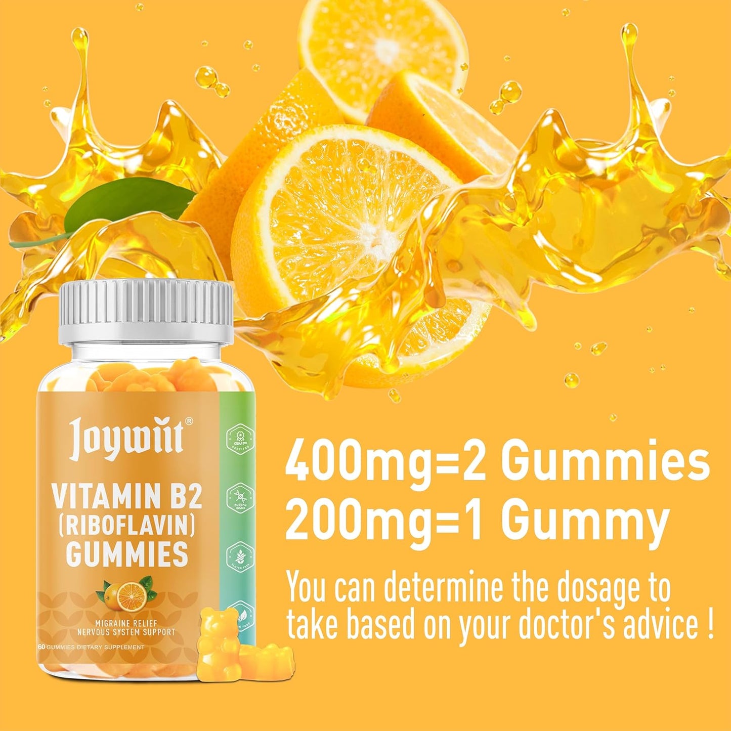 Riboflavin 400mg Gummies for Kids and Adults | Vitamin B2 Chewable Supplement for Energy & Nervous System Support | Migraine Relief - 120 Count Vegan Formula
