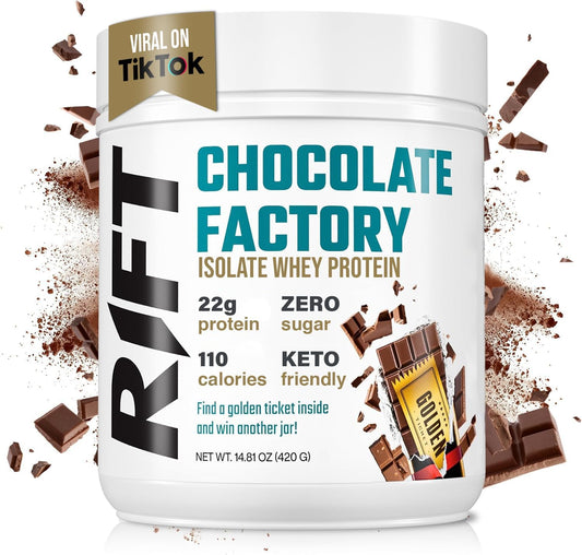 RIFT Chocolate Whey Protein Powder - Best Tasting, No Artificial Flavors - Keto Friendly, 0g Sugar, Muscle Recovery & Growth Support [14.8oz]