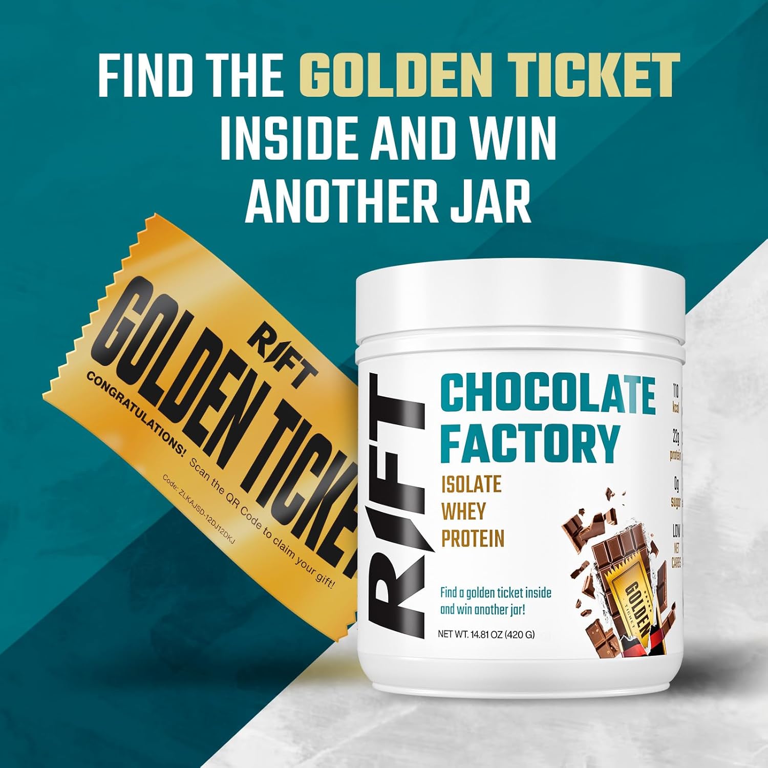 RIFT Chocolate Whey Protein Powder - Best Tasting, No Artificial Flavors - Keto Friendly, 0g Sugar, Muscle Recovery & Growth Support [14.8oz]