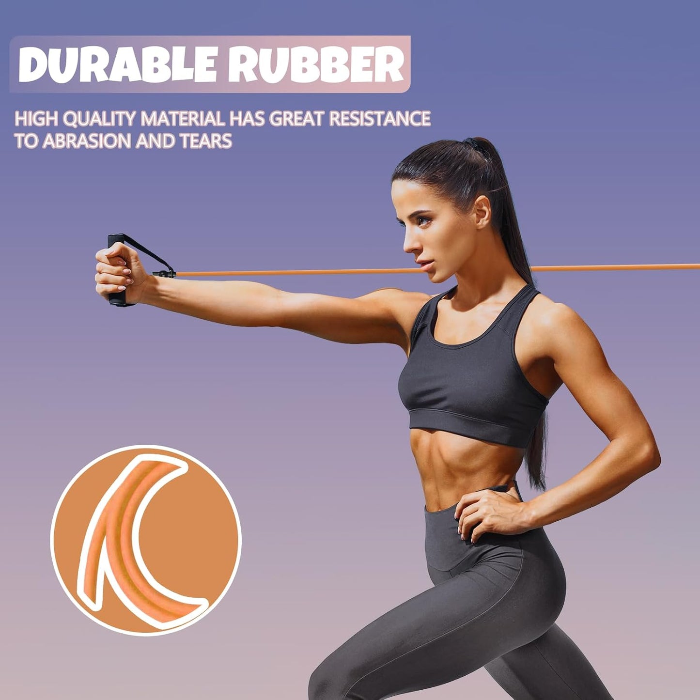 RitFit Single Resistance Exercise Band with Comfortable Handles - Perfect for Physical Therapy, Strength Training, Muscle Toning - Includes Door Anchor and Starter Guide