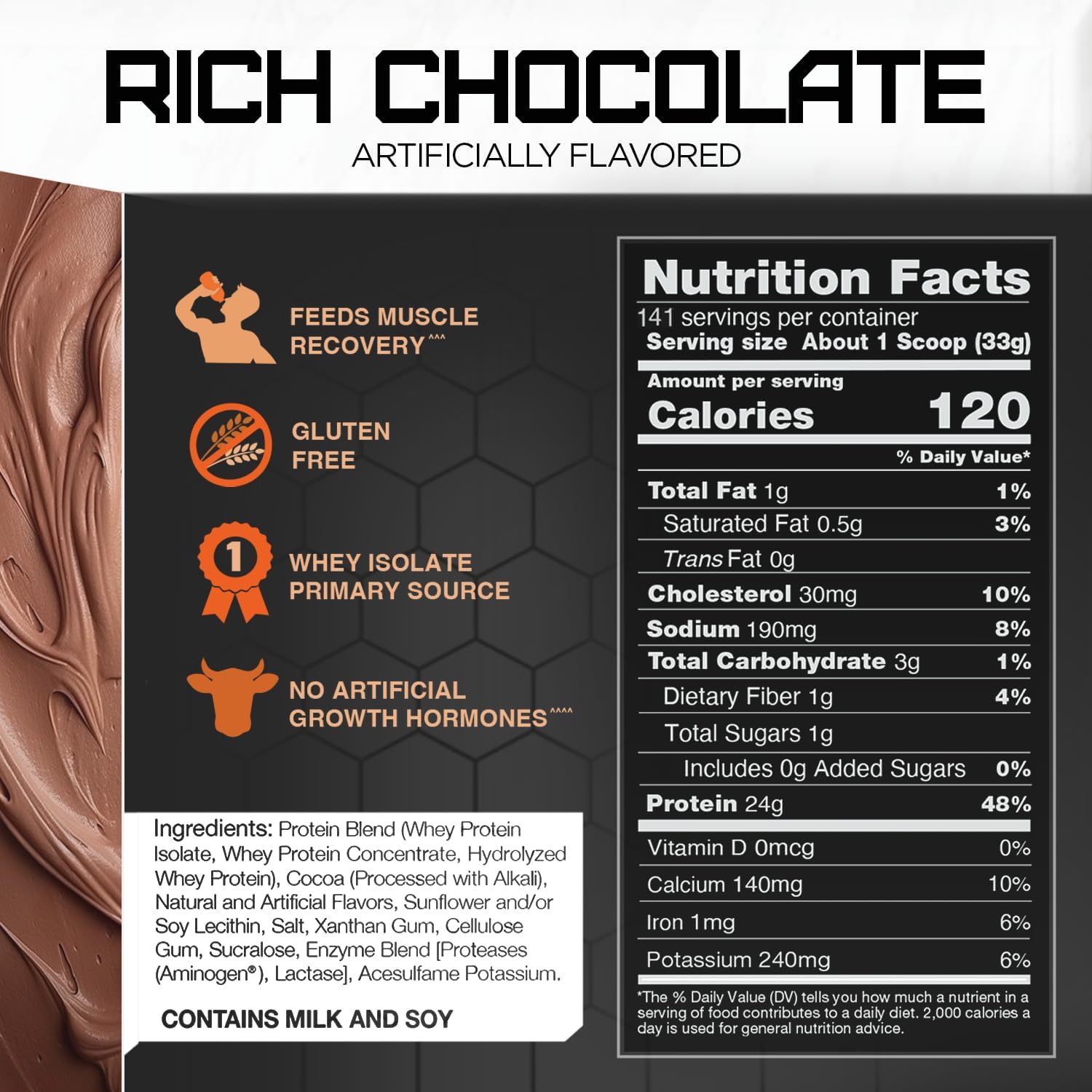 Rival Nutrition Rival Whey Protein Powder in Rich Chocolate Flavor - 10lbs Size
