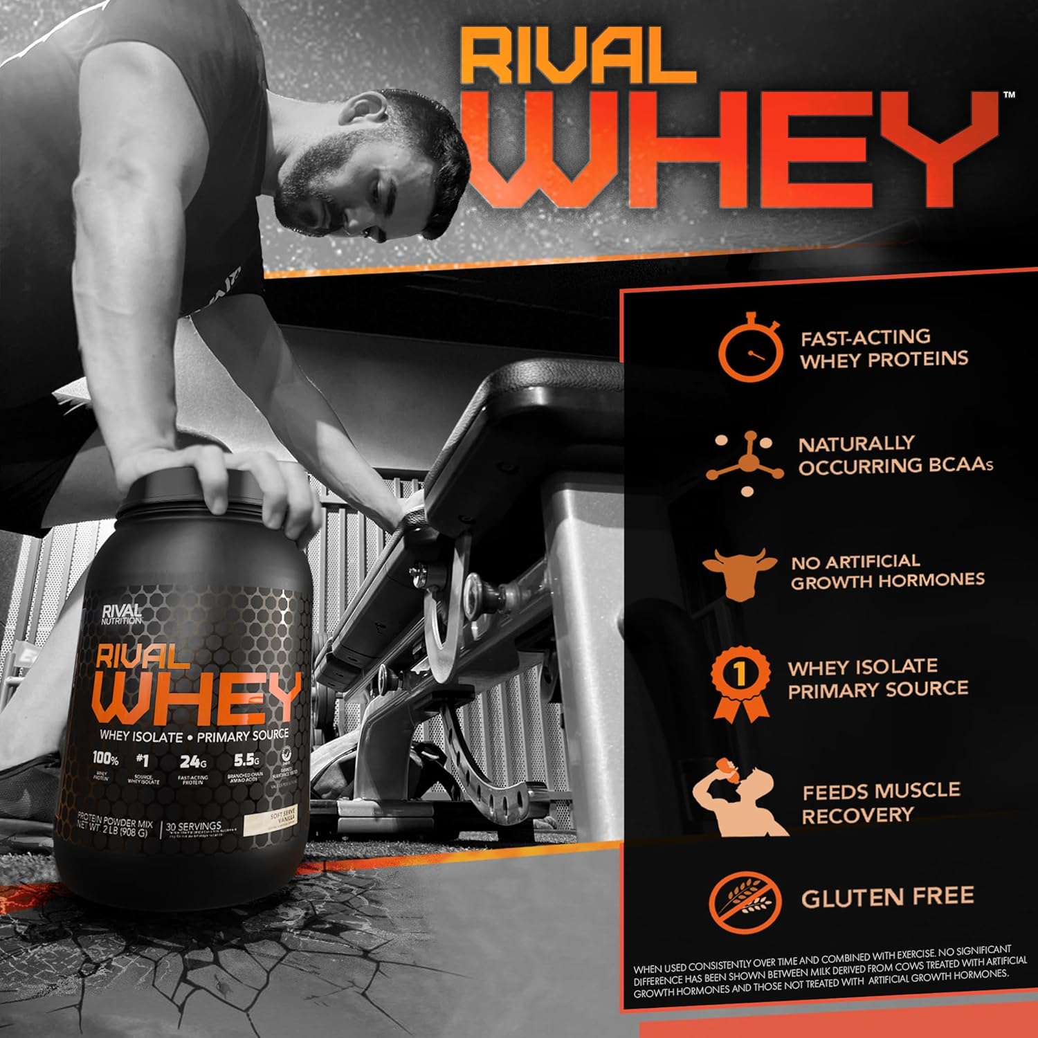 Rivalus Rivalwhey Fruity Cereal 2lb - 100% Whey Protein Isolate, BCAA, Clean USA-Made Nutrition