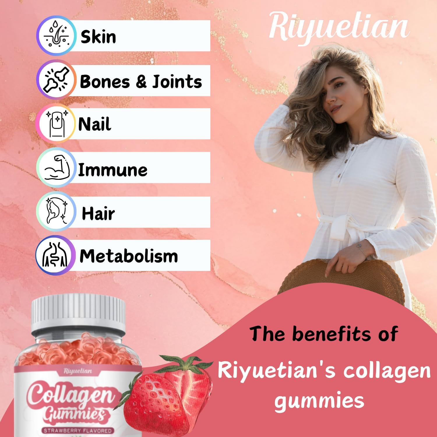 Riyuetian 2 Pack Collagen and Biotin with Irish Sea Moss - Hair, Skin, Nails, Joints, Anti Aging - Vegan - 120 capsules
