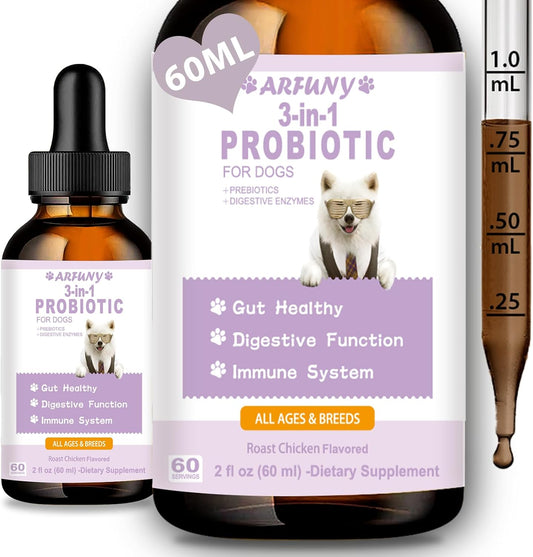 Roast Chicken Flavored Liquid Probiotics for Dogs - Supports Gut Flora, Digestive Health, Diarrhea, Allergies, and Itchy Skin