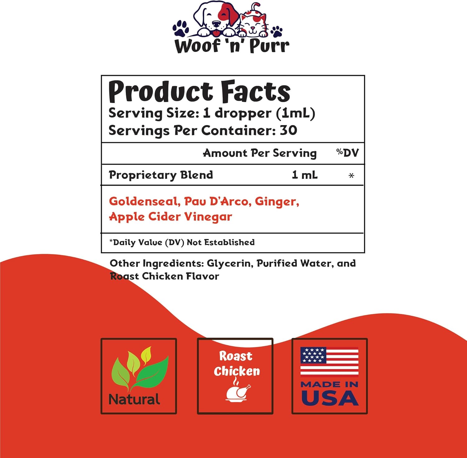 Roast Chicken Flavored Natural Cat Antibiotic for Cat Allergy Relief and UTI - 1 fl oz