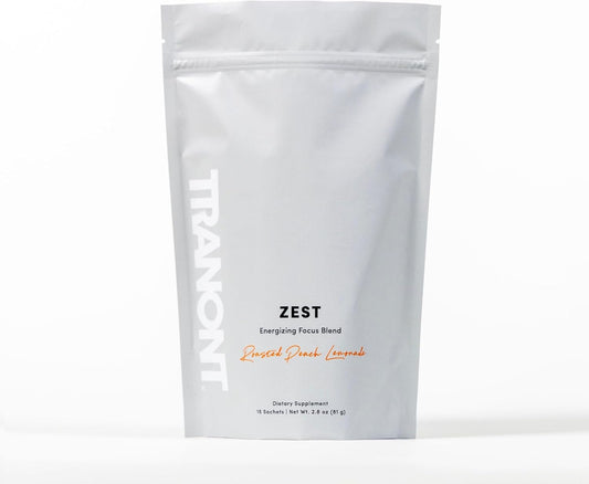 Roasted Peach Lemonade Energy Powder with Green Tea L-Theanine, Vitamins, and Antioxidants for Energy and Focus - 15 Sticks