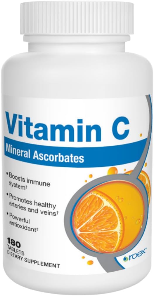Roex Vitamin C Mineral Ascorbates Supplement for Anti-Aging & Immune Health | 180 Count Bottle
