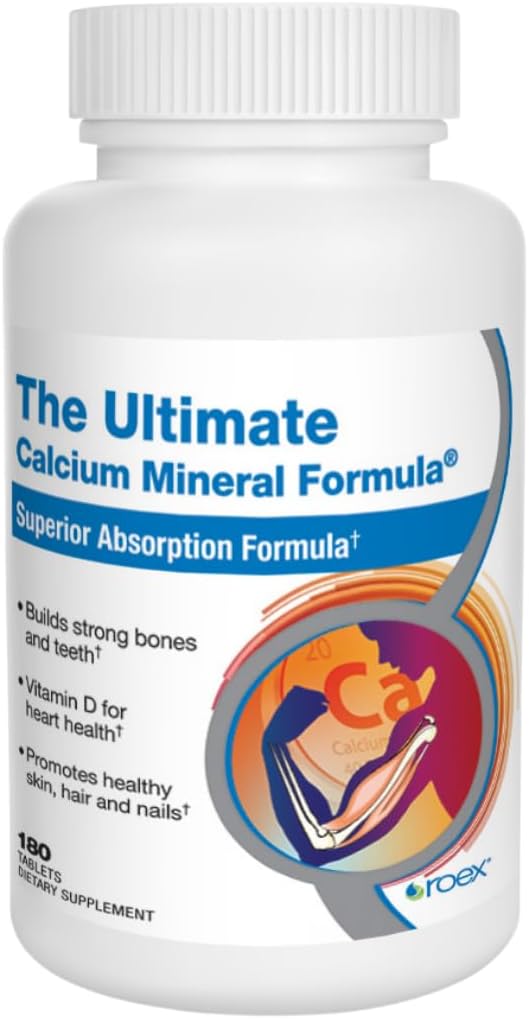 Roex Vitamins Ultimate Calcium Mineral Formula Tablets - 180 Count - Hair, Skin, and Nails Support