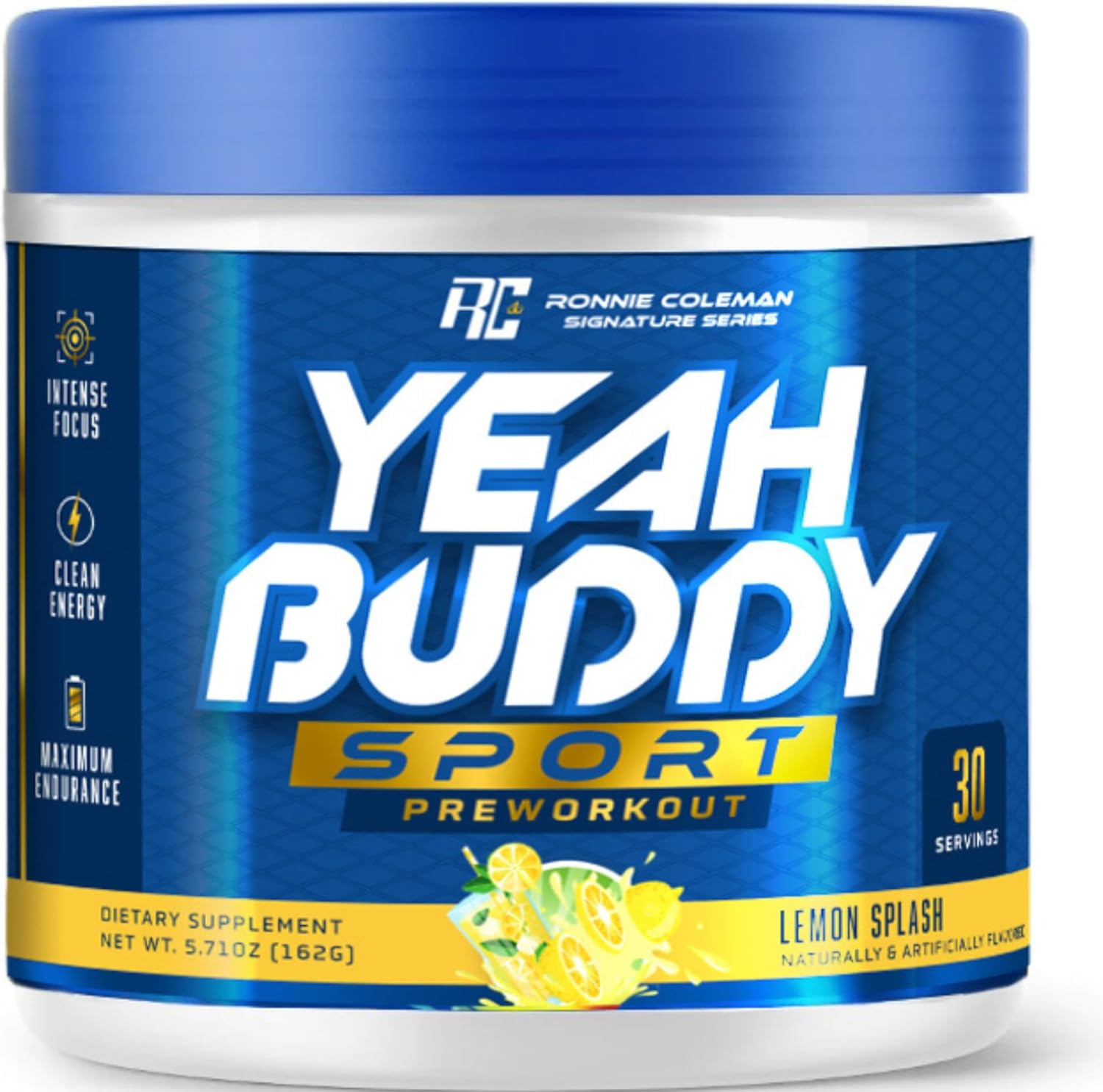 Ronnie Coleman Signature Series Pre Workout Powder for Women & Men, Energy Support with Amino Acid Beta Alanine, L Citrulline, Caffeine - Lemon Splash