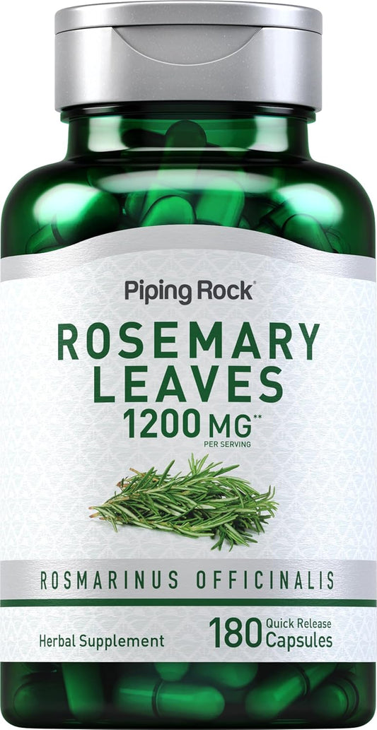 Rosemary Leaves Extract Capsules 1200mg - 180 Count | Herbal Supplement Non-GMO & Gluten Free by Piping Rock