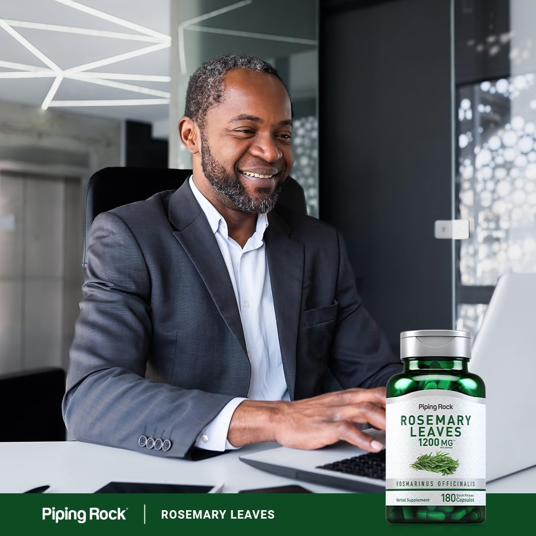 Rosemary Leaves Extract Capsules 1200mg - 180 Count | Herbal Supplement Non-GMO & Gluten Free by Piping Rock