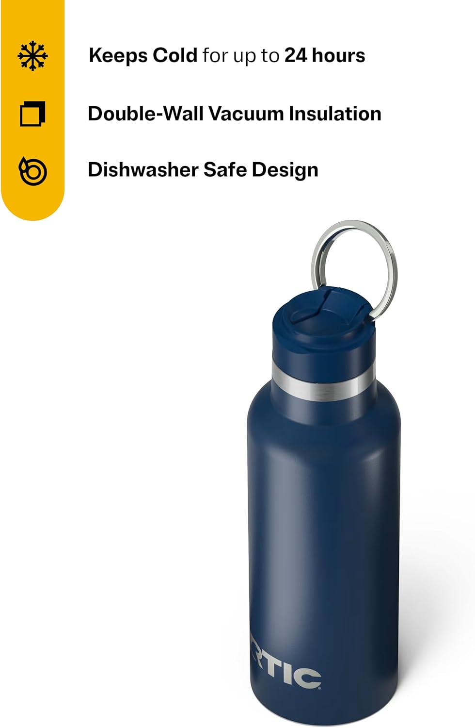 RTIC 16oz Stainless Steel Vacuum Insulated Journey Bottle - Navy, BPA Free, Reusable for Hot and Cold Drinks, Travel, Sports, Camping