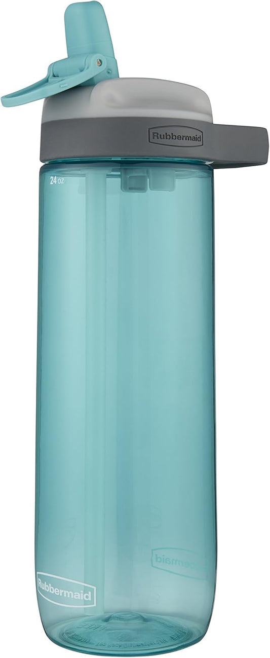 Rubbermaid 24 oz Aqua Waters Leak-Proof Sip Water Bottle for Travel and Gym