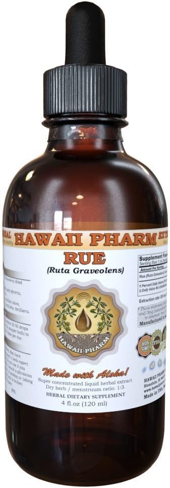 Rue (Ruta graveolens) Liquid Extract Tincture Herbal Supplement 4 fl.oz Made in USA by Hawaii Pharm