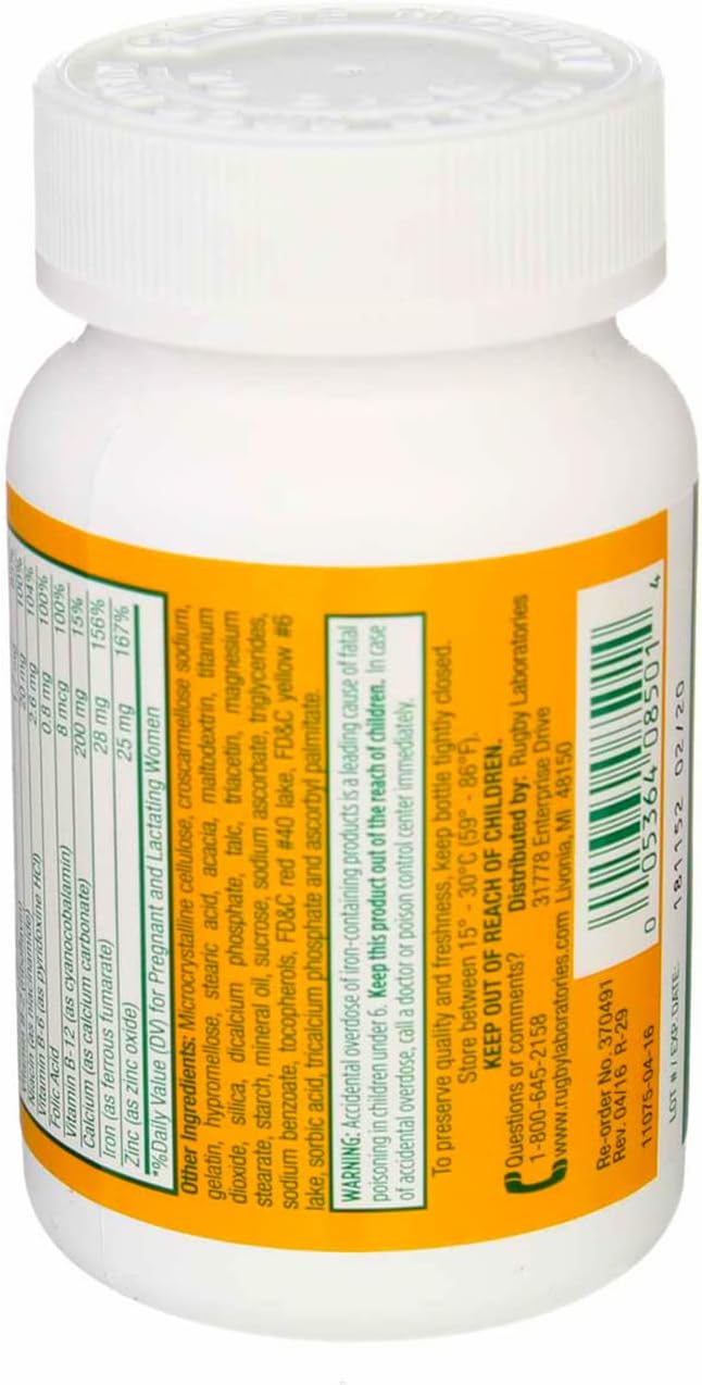 RUGBY LABORATORIES Prenatal Vitamins for Pregnant Women - Phosphorus Free Supplement (3 Pack)