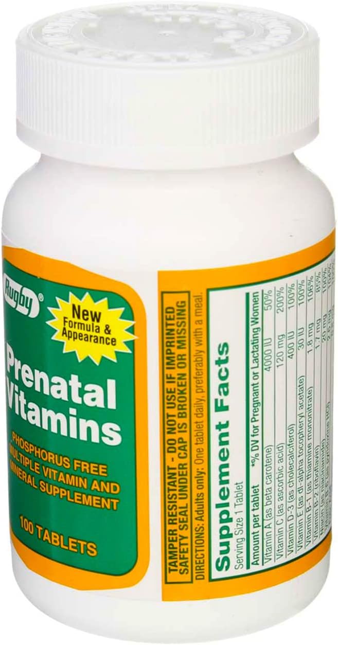 RUGBY LABORATORIES Prenatal Vitamins for Pregnant Women - Phosphorus Free Supplement (3 Pack)