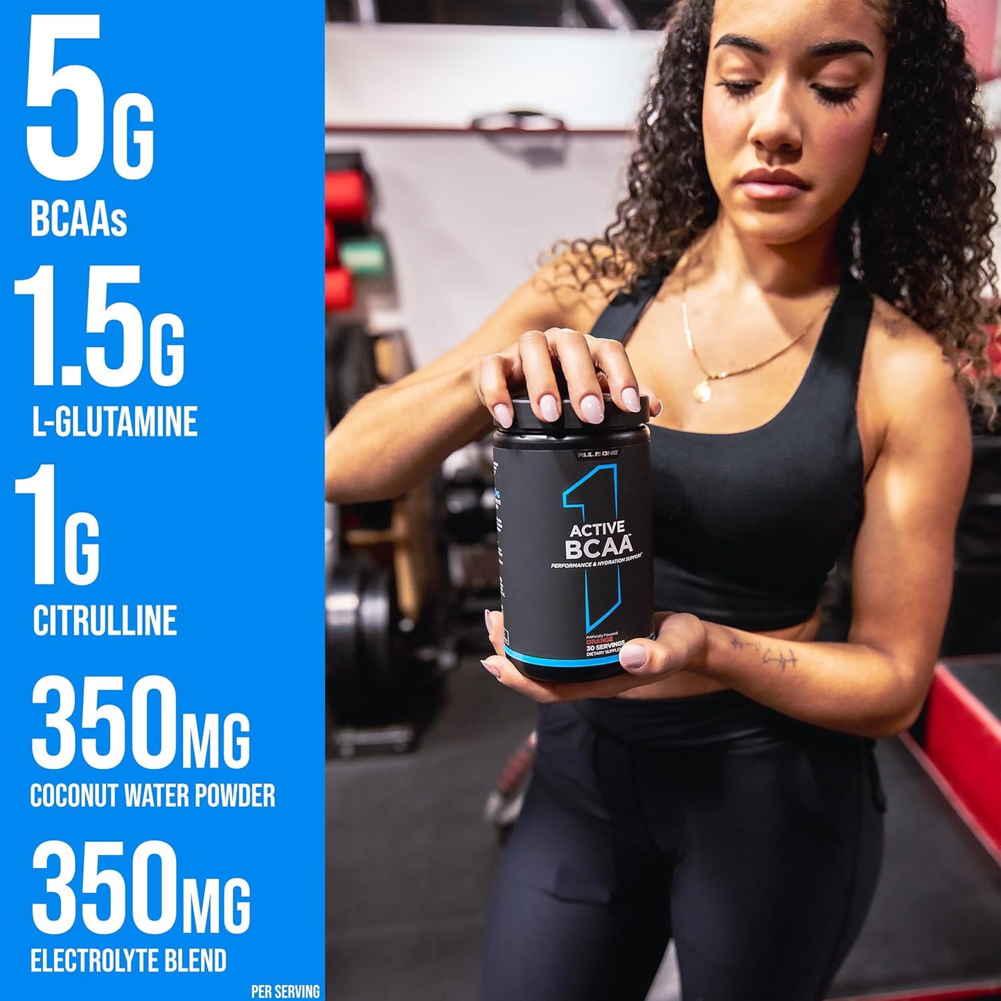 Rule 1 Active BCAA: Performance, Hydration & Recovery Support - 5g BCAAs + Electrolytes, L-Glutamine, Citrulline - 30 Servings Blue Raspberry