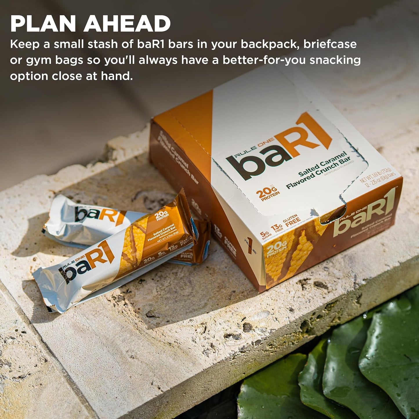 Rule 1 baR1 Crunch Bar - Birthday Cake Flavor Protein Snack Bars with 20g Protein, EAAs/BCAAs, and Fiber - 12 Count Box