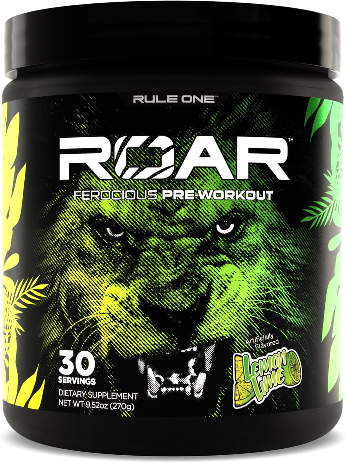 Rule 1 Proteins R1 Roar Pre-Workout Powder - Lemon Lime Flavor with Creatine, Beta-Alanine, Citrulline, Electrolytes, and Caffeine