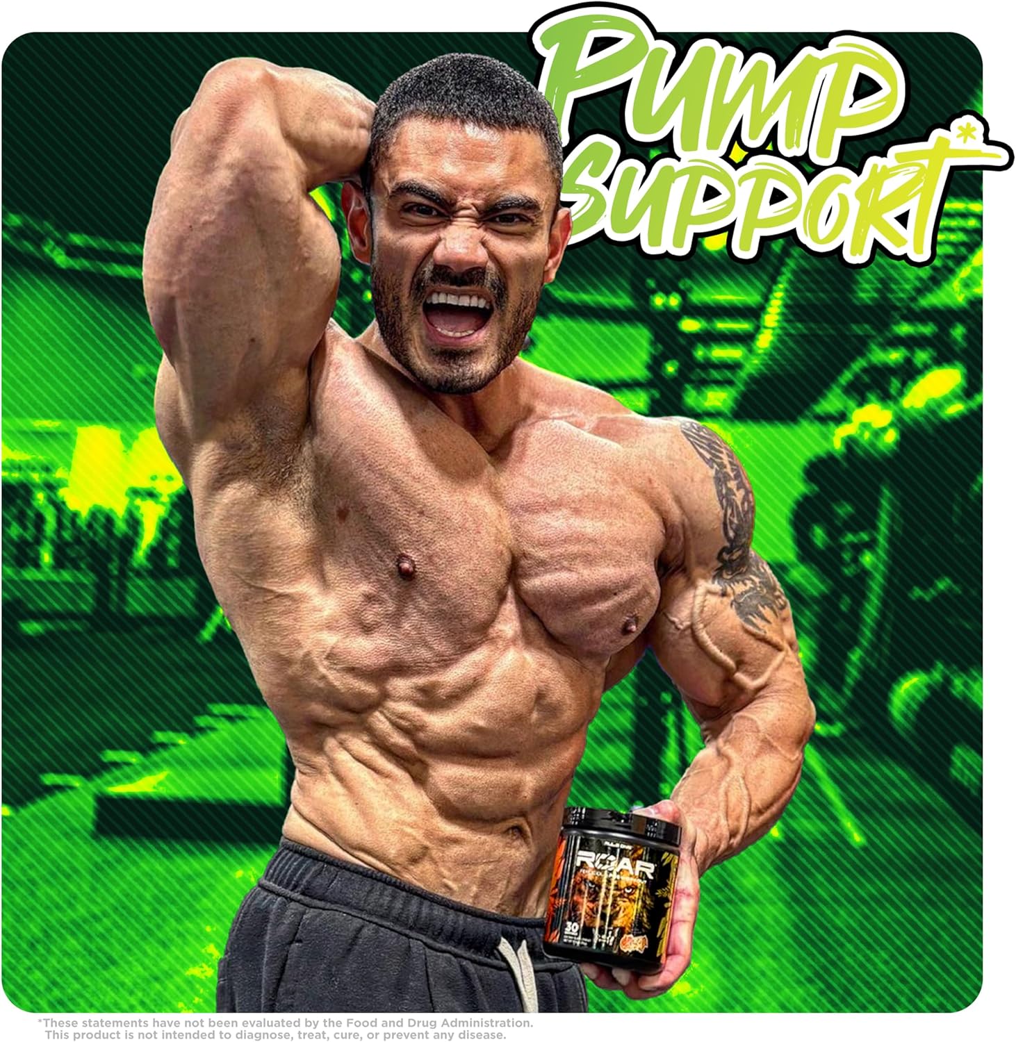 Rule 1 Proteins R1 Roar Pre-Workout Powder - Lemon Lime Flavor with Creatine, Beta-Alanine, Citrulline, Electrolytes, and Caffeine