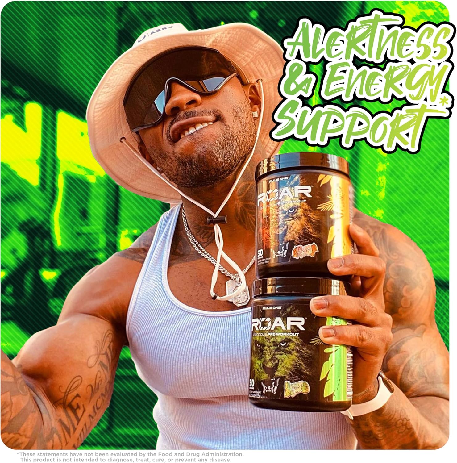 Rule 1 Proteins R1 Roar Pre-Workout Powder - Lemon Lime Flavor with Creatine, Beta-Alanine, Citrulline, Electrolytes, and Caffeine