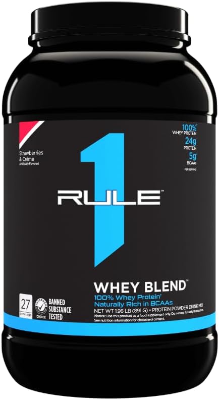 Rule 1 Proteins R1 Whey Blend, 68 Servings, Chocolate Fudge - High-Quality Protein Supplement
