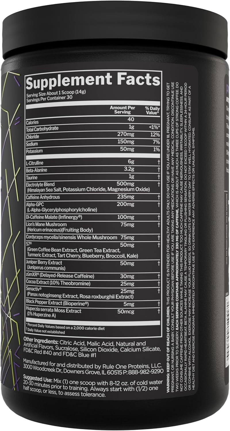 Rule 1 Proteins Rule 1 preLIFT Pre-Workout Supplement - Acai Berry Flavor, 30 Servings, Energy, Alertness, & Endurance Booster with 6g Citrulline, 3.2g Beta Alanine, 3 Caffeine Sources + 20 Others