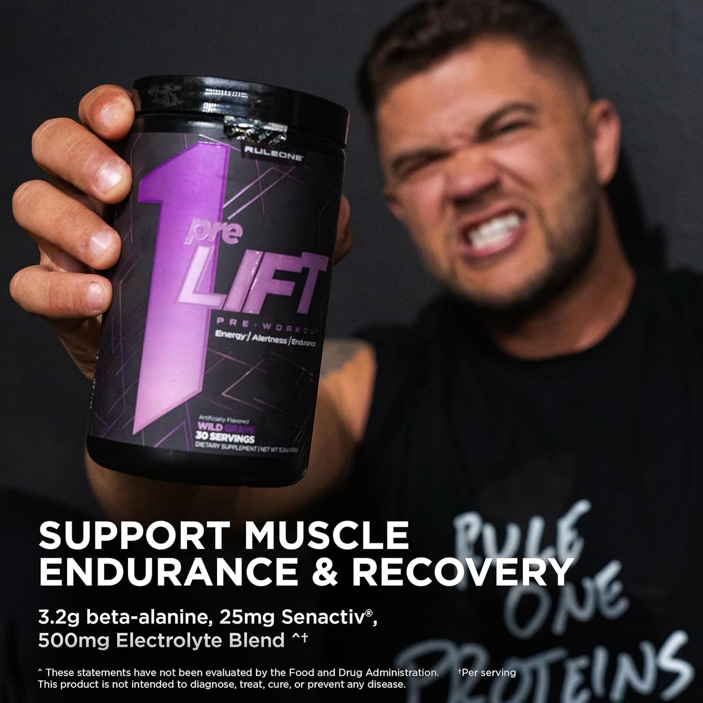 Rule 1 Proteins Rule 1 preLIFT Pre-Workout Supplement - Acai Berry Flavor, 30 Servings, Energy, Alertness, & Endurance Booster with 6g Citrulline, 3.2g Beta Alanine, 3 Caffeine Sources + 20 Others