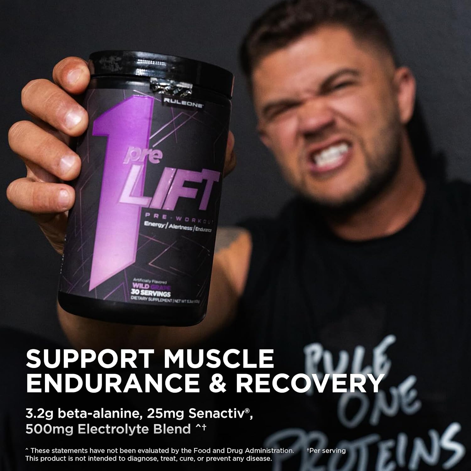 Rule 1 Proteins Rule 1 preLIFT Pre-Workout Supplement - Acai Berry Flavor, 30 Servings, Energy, Alertness, & Endurance Booster with 6g Citrulline, 3.2g Beta Alanine, 3 Caffeine Sources + 20 Others