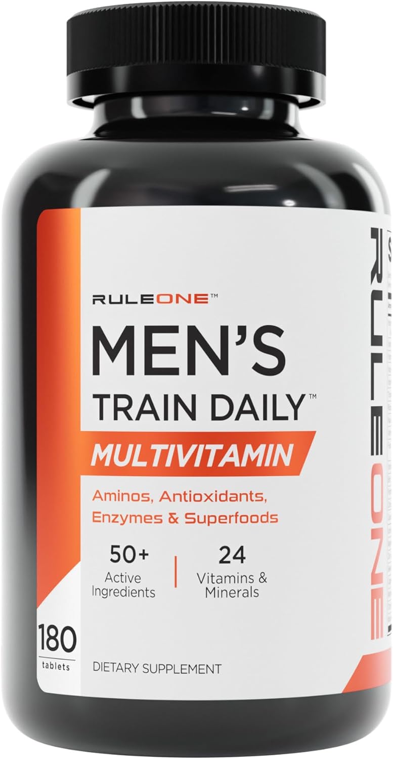 Rule 1 R1 Men’s Train Daily Sports Multivitamin Tablets - Amino Acids, Antioxidants, Enzymes & Superfoods