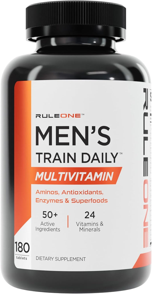 Rule 1 R1 Men’s Train Daily Sports Multivitamin Tablets - Amino Acids, Antioxidants, Enzymes & Superfoods