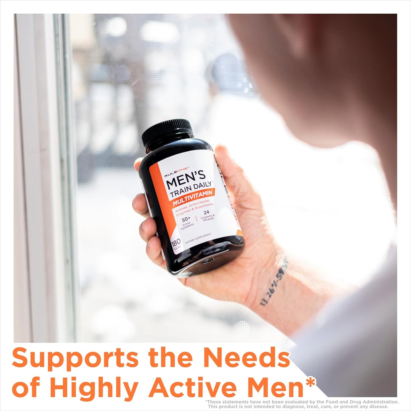 Rule 1 R1 Men’s Train Daily Sports Multivitamin Tablets - Amino Acids, Antioxidants, Enzymes & Superfoods