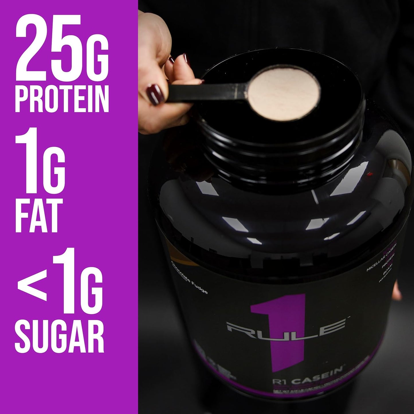 Rule One Proteins Casein - Premium Micellar Slow-Release Protein, 25g for Overnight Muscle Recovery (2lb, Chocolate Peanut Butter)