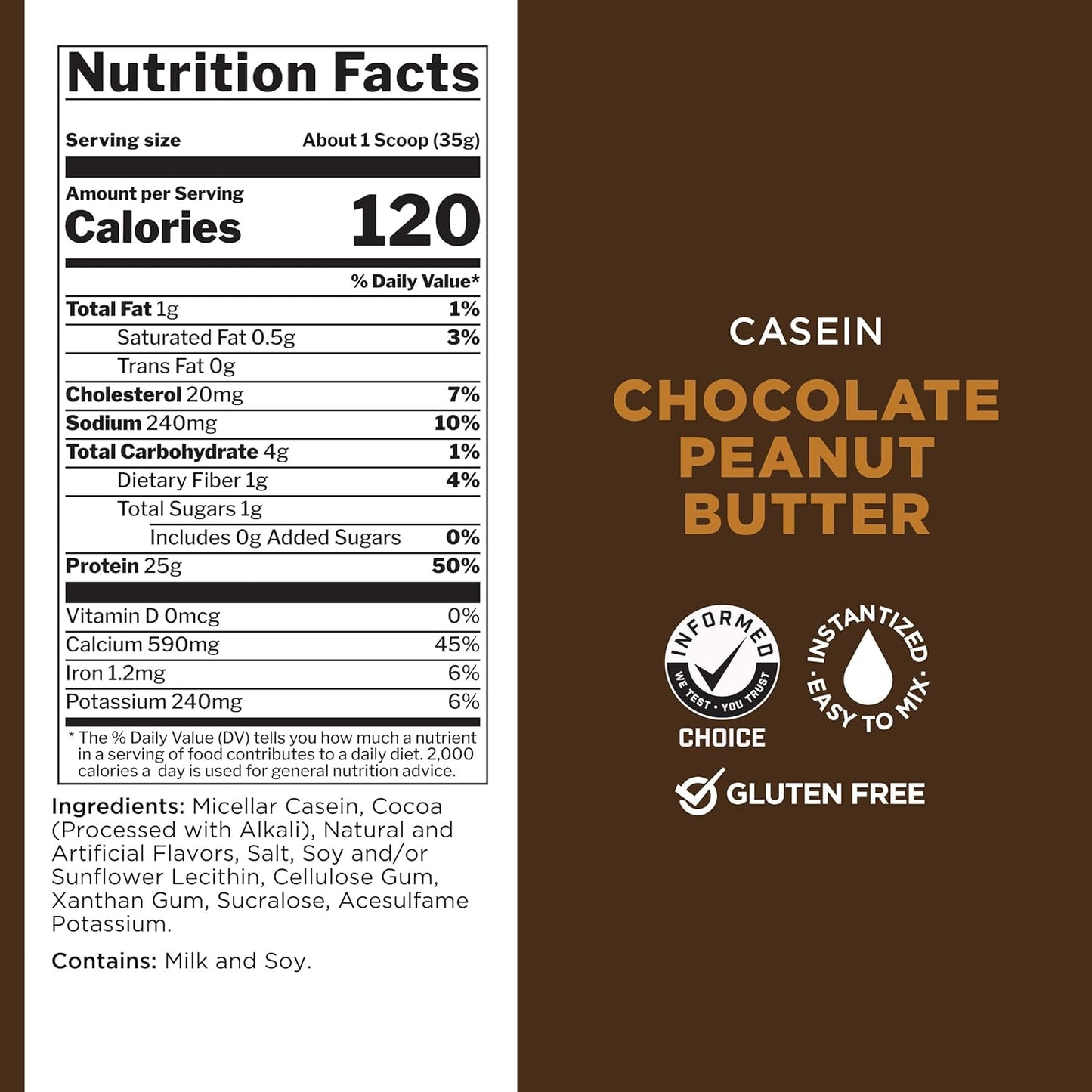 Rule One Proteins Casein - Premium Micellar Slow-Release Protein, 25g for Overnight Muscle Recovery (2lb, Chocolate Peanut Butter)