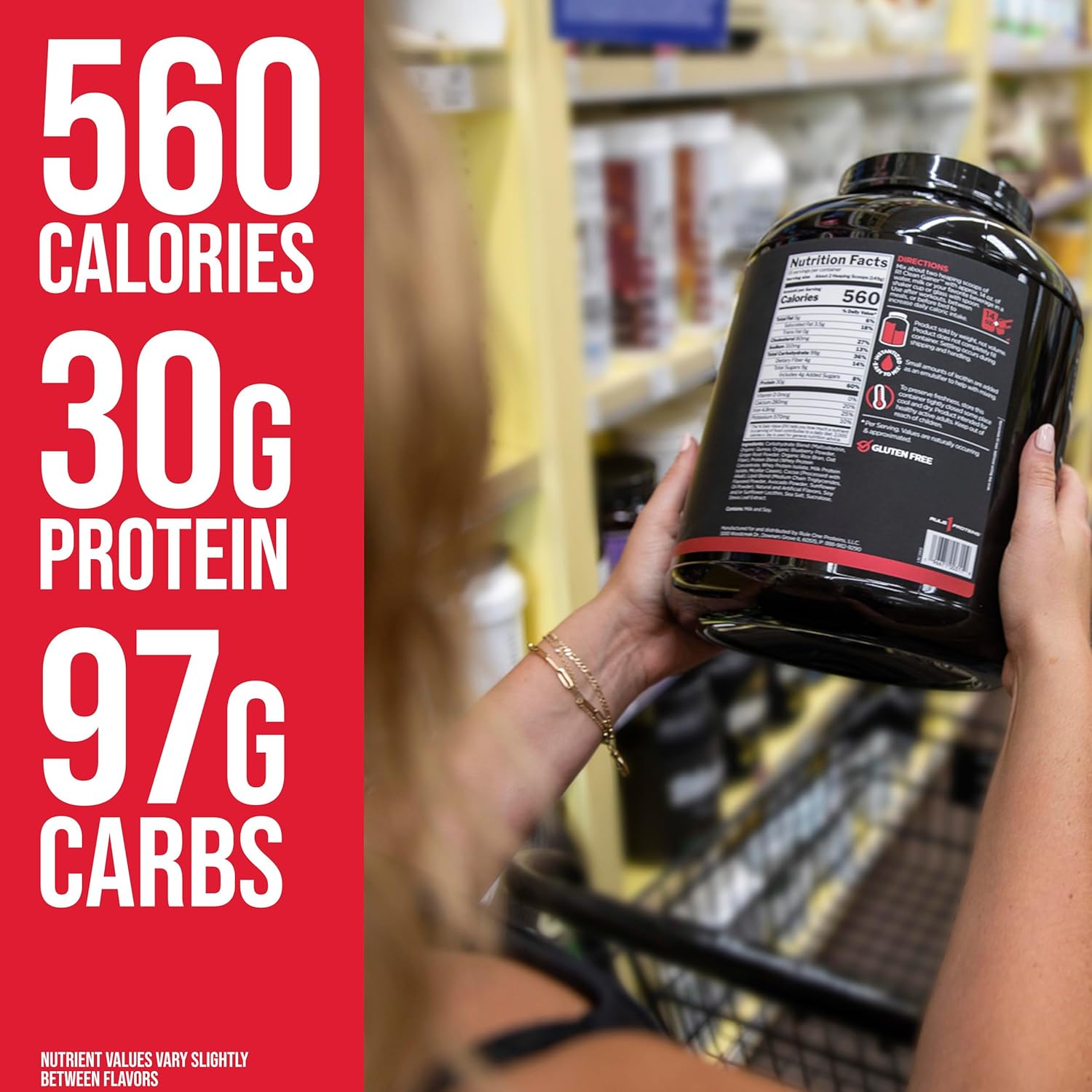 Rule One Proteins R1 Clean Gainer - High-Protein Lean Gain Formula with 560 Calories, 30g Protein, 90g Carbs, Under 6g Fat - Chocolate Fudge - 15 Servings