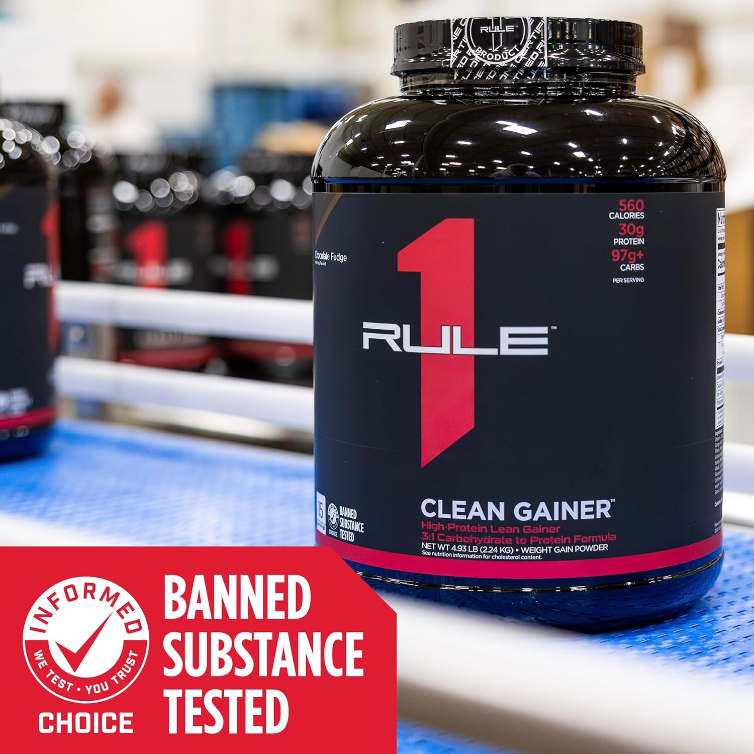 Rule One Proteins R1 Clean Gainer - High-Protein Lean Gain Formula with 560 Calories, 30g Protein, 90g Carbs, 6g Fat - Chocolate Peanut Butter Flavor
