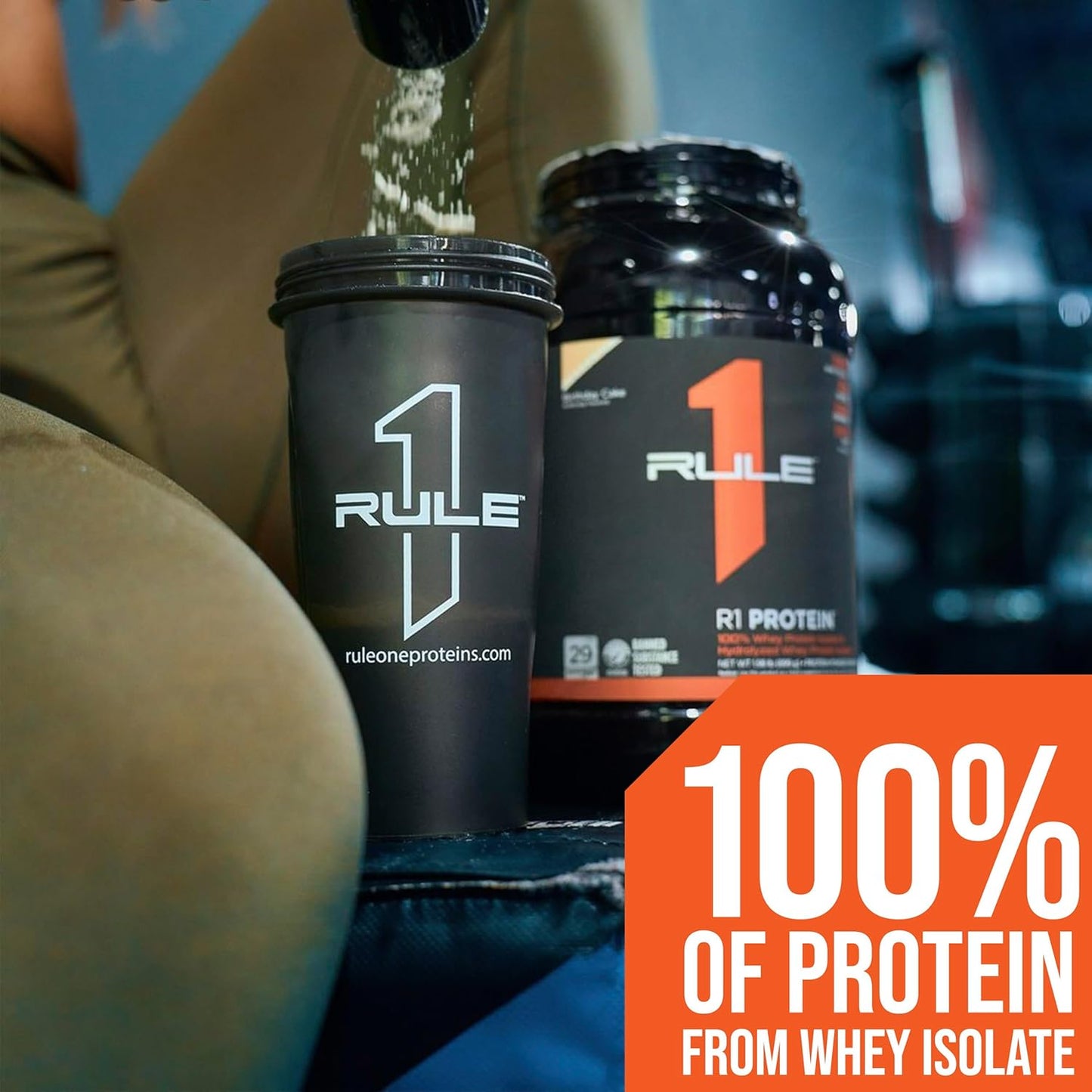 Rule One Proteins R1 Protein - 25g Fast-Acting Isolate & Hydrolysate Protein Powder with 6g BCAAs (2lbs, Salted Caramel)