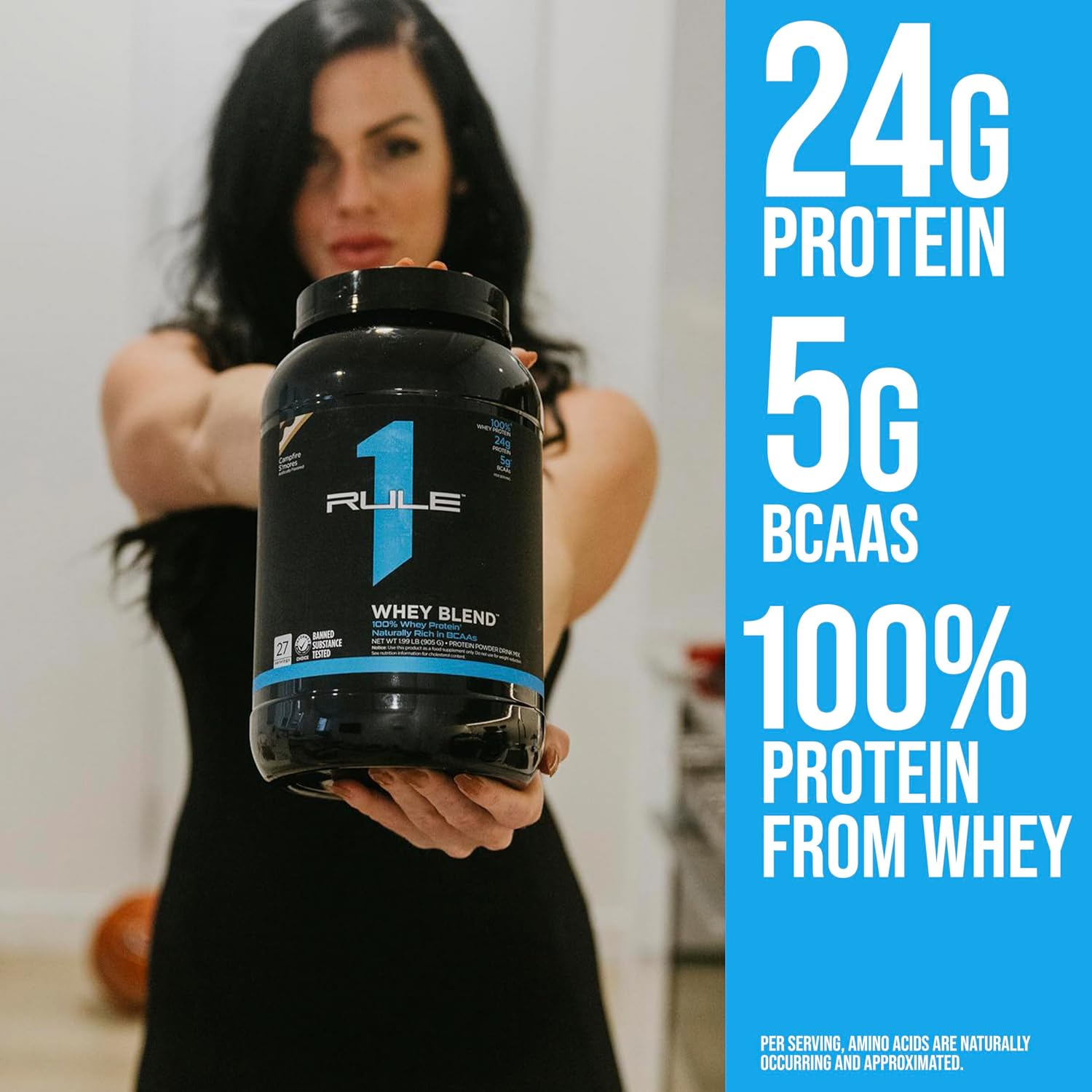 Rule One Proteins R1 Whey Blend - Strawberries & Crème, 24g Fast-Acting Whey Protein, EAAs and BCAAs, 5lbs