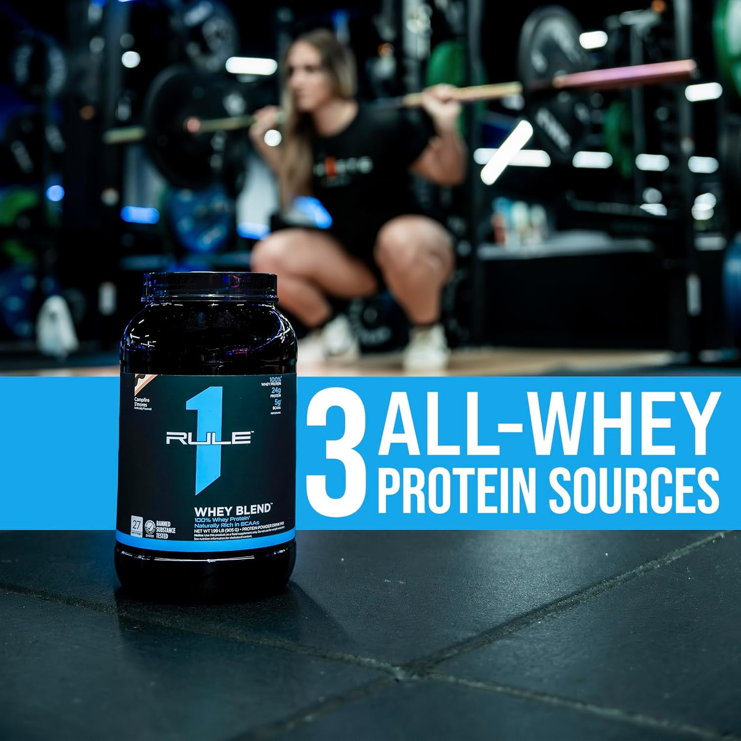 Rule One Proteins R1 Whey Blend - Strawberries & Crème, 24g Fast-Acting Whey Protein, EAAs and BCAAs, 5lbs