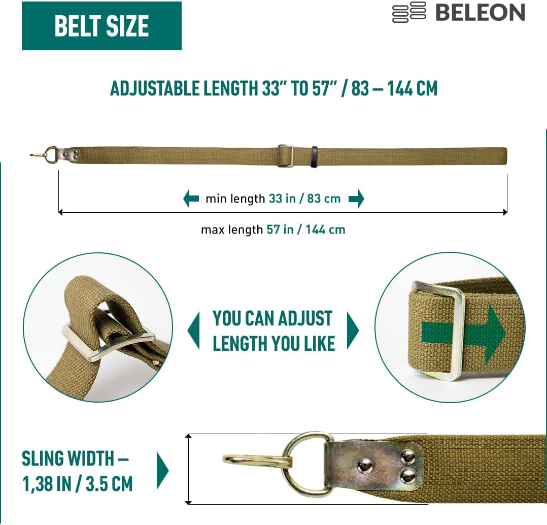Russian Military Canvas Rifle Sling with Metal Hook for Outdoors - BELEON Two Point Sling