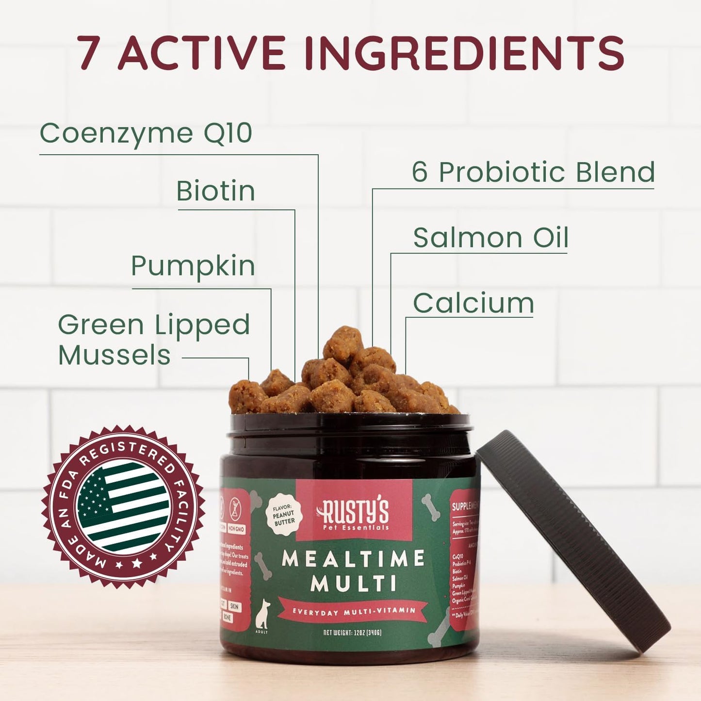 Rusty's Pet Essentials Premium Dog Multivitamin Supplement (170 Chews) with CoQ10, Probiotics, and Pumpkin for Immune Support, Joint Mobility, Healthy Skin & Coat - Made in USA