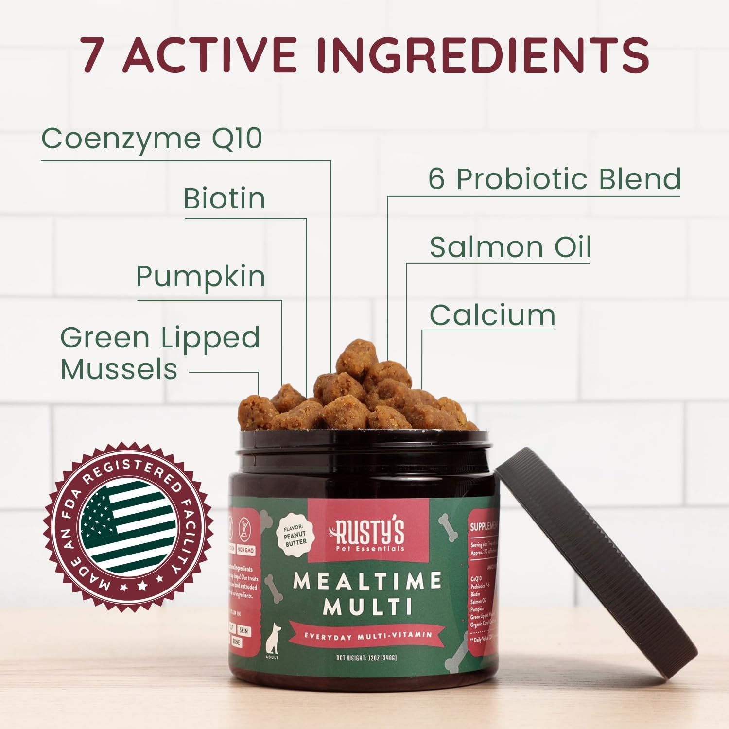 Rusty's Pet Essentials Premium Dog Multivitamin Supplement (170 Chews) with CoQ10, Probiotics, and Pumpkin for Immune Support, Joint Mobility, Healthy Skin & Coat - Made in USA