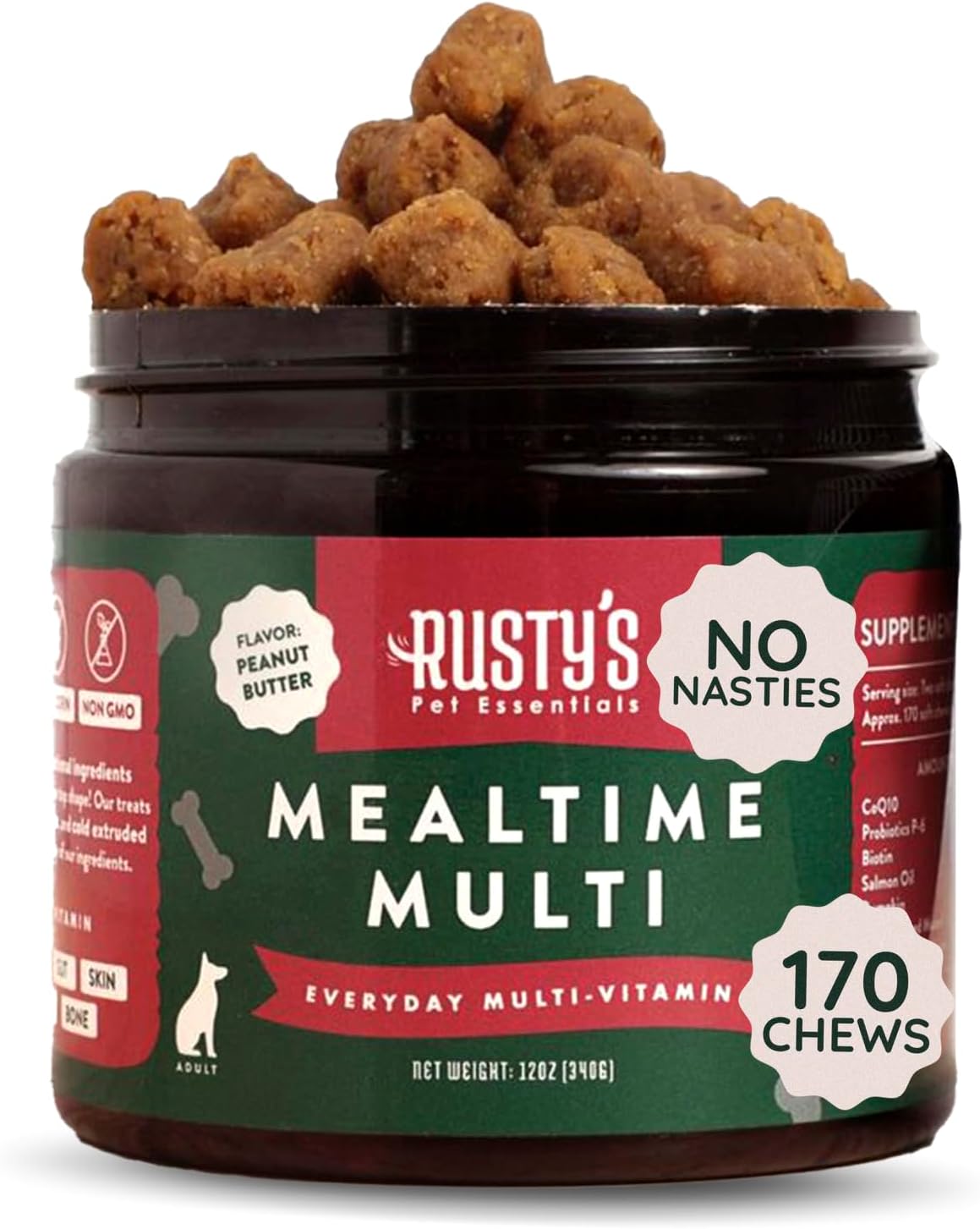 Rusty's Pet Essentials Premium Dog Multivitamin Supplement (170 Chews) with CoQ10, Probiotics, and Pumpkin for Immune Support, Joint Mobility, Healthy Skin & Coat - Made in USA