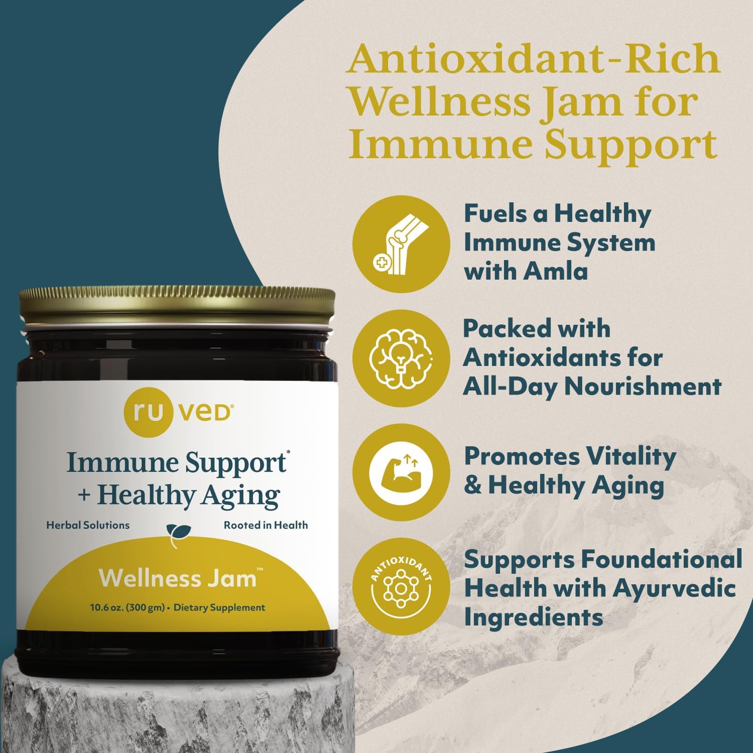RUVED Wellness Jam with Amla and Enhanced Chyawanprash for Immune and Digestive Support - 10.6 oz