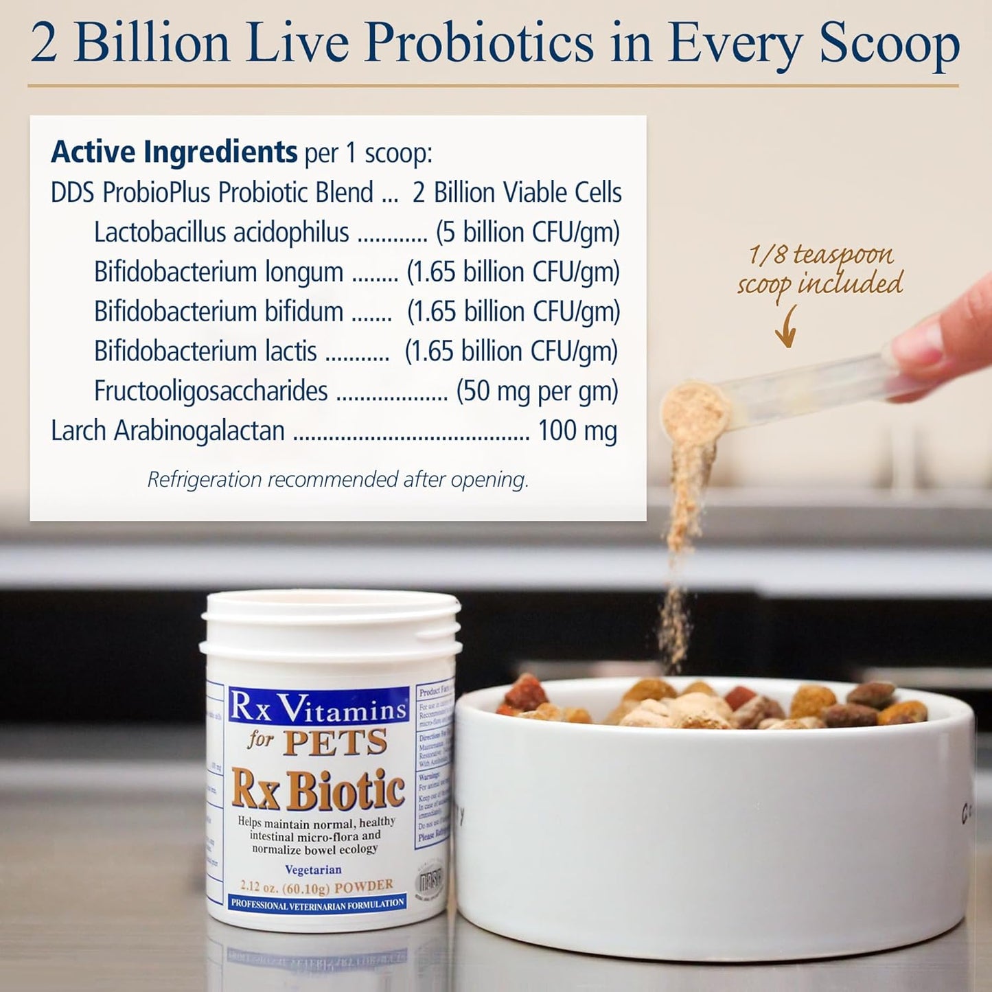 Rx Biotic Probiotics for Dogs & Cats - Digestive Supplement for Pets - 2.12 oz Bottle