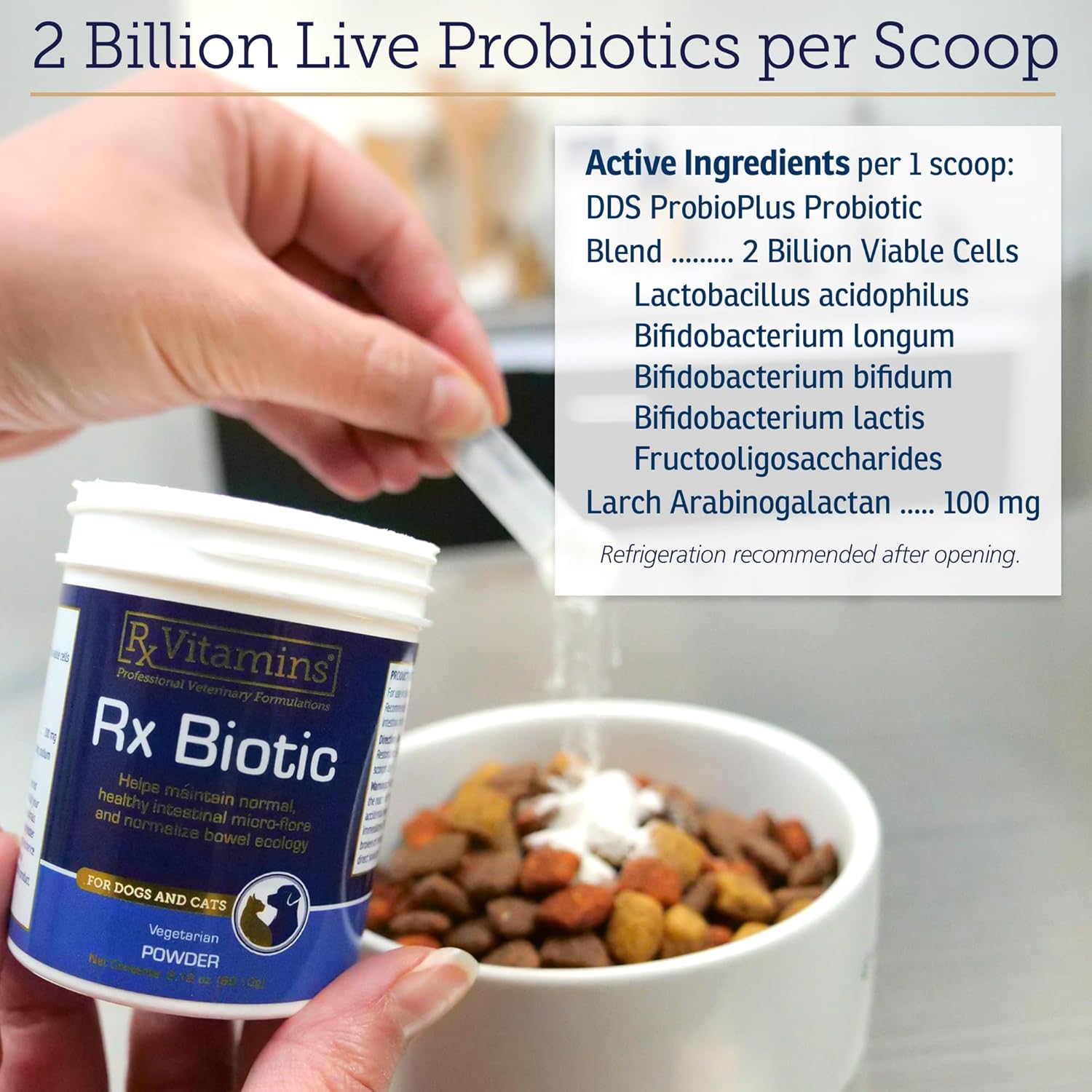 Rx Biotic Probiotics for Dogs & Cats - Digestive Supplement for Pets - 2.12 oz Bottle