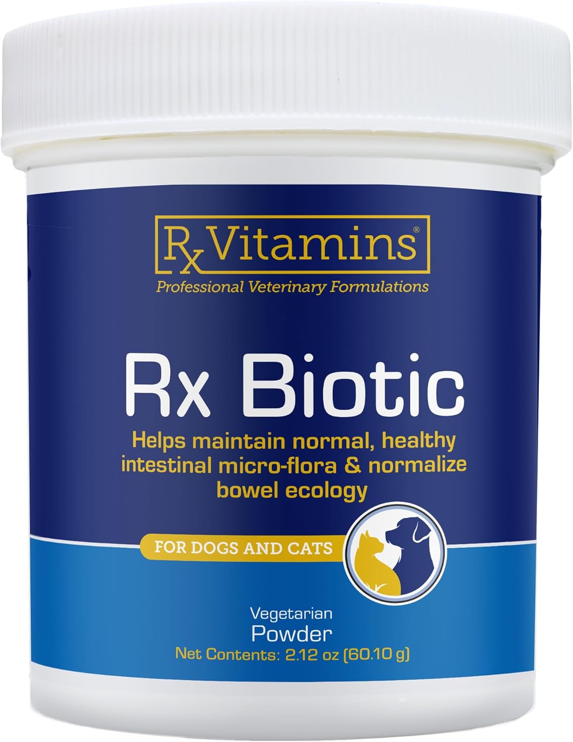 Rx Vitamins Rx Biotic Probiotic Powder for Dogs and Cats - Digestive Support for Pets - Indoor Cat and Dog Gut Health - 2.12oz