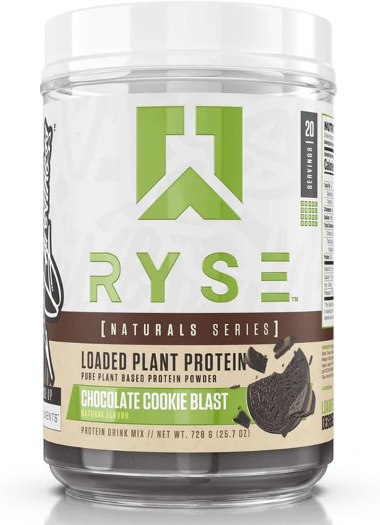 RYSE Naturals Series Loaded Plant Protein - Chocolate Cookie Blast | 20g Protein, Pea, Chickpea, Barley Rice | Zero Artificial Ingredients | 20 Servings