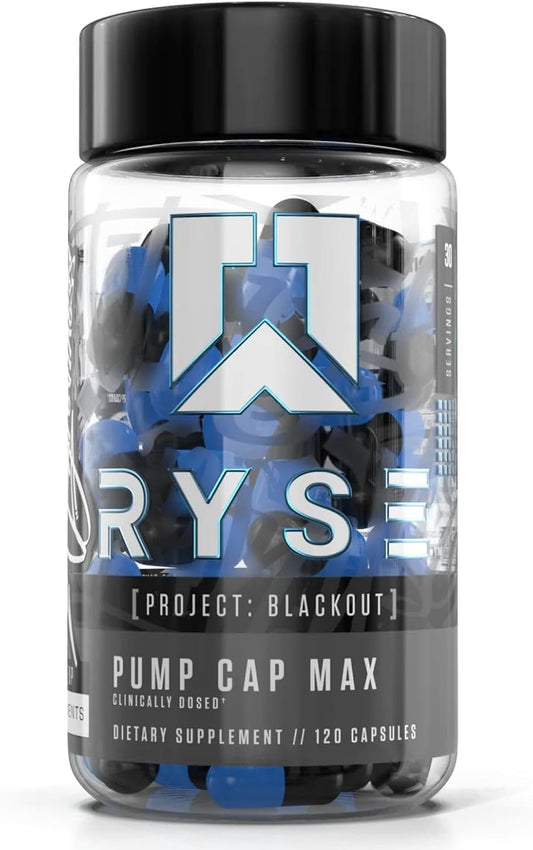 RYSE Project: Blackout Pump Cap Max - Stimulant Free Formula for Max Muscular Blood Flow - 120 Capsules